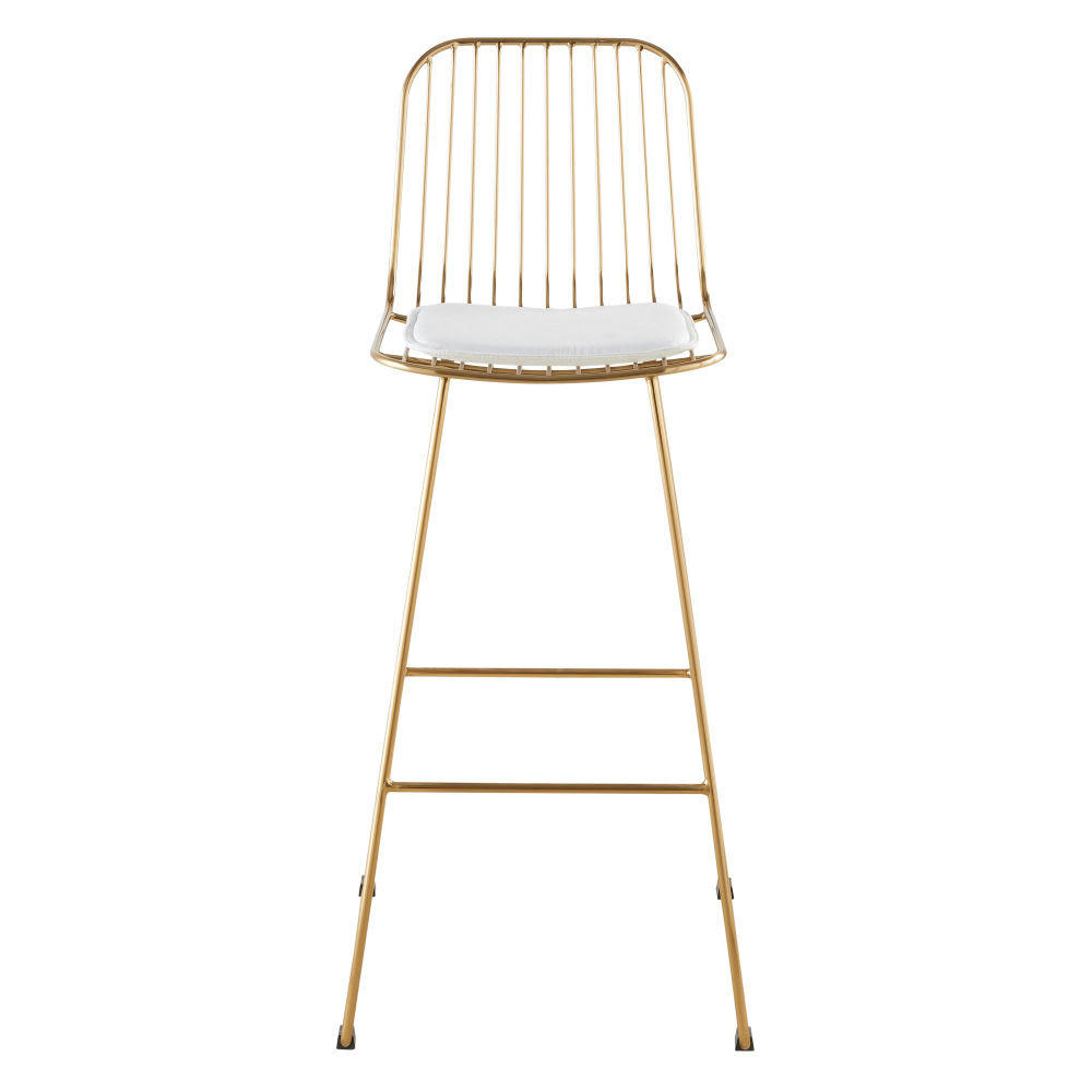 Huppy - Chaise de bar en métal doré et blanche H76
