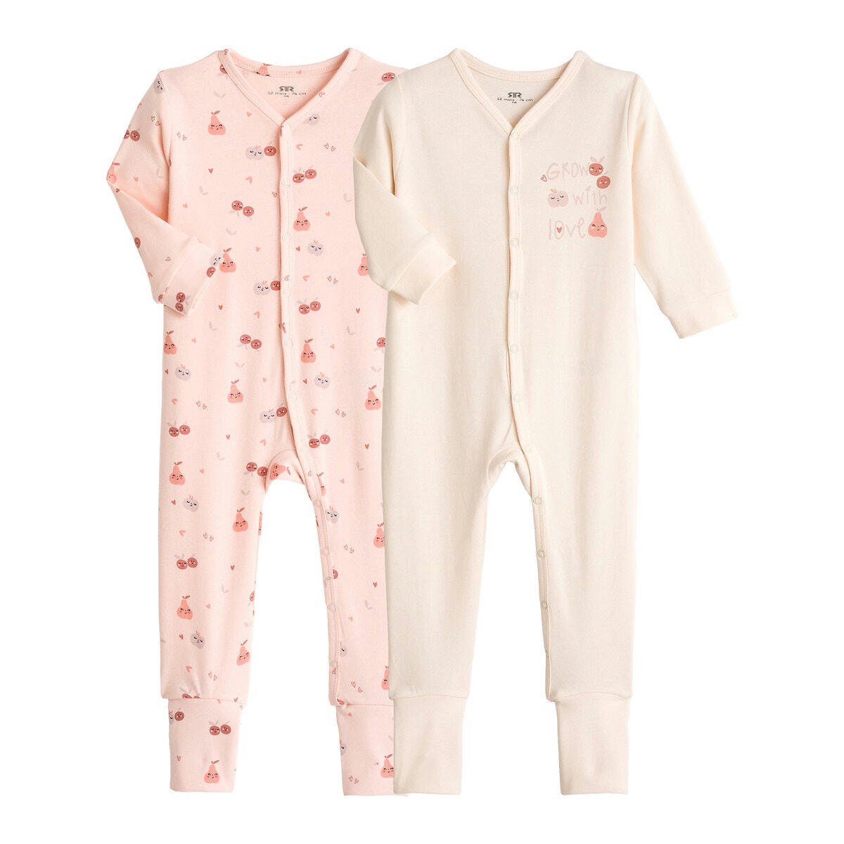 Lot de 2 pyjamas 1 pièce coton bio