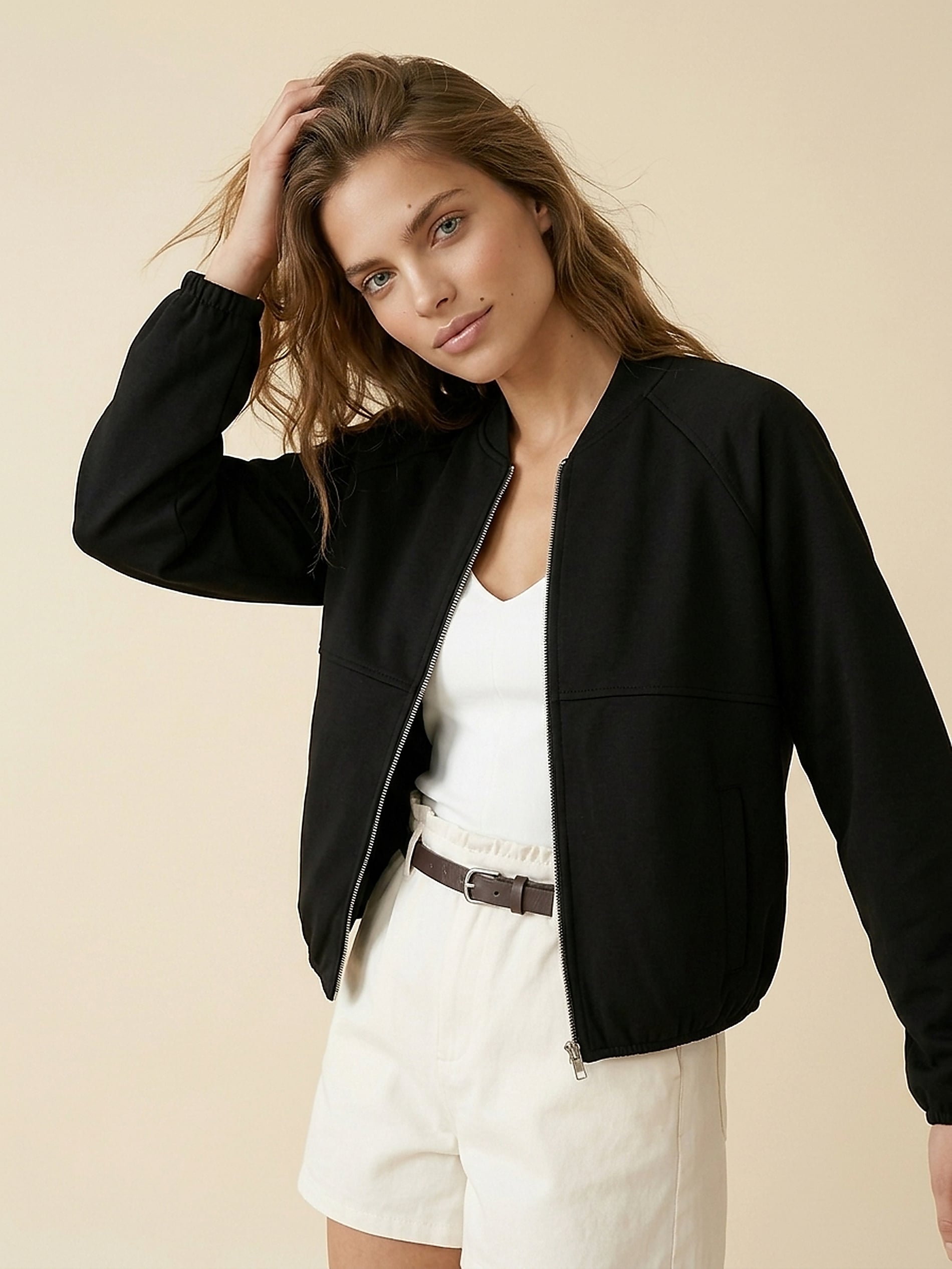 Bluza bomberka z domieszką wiskozy soft touch