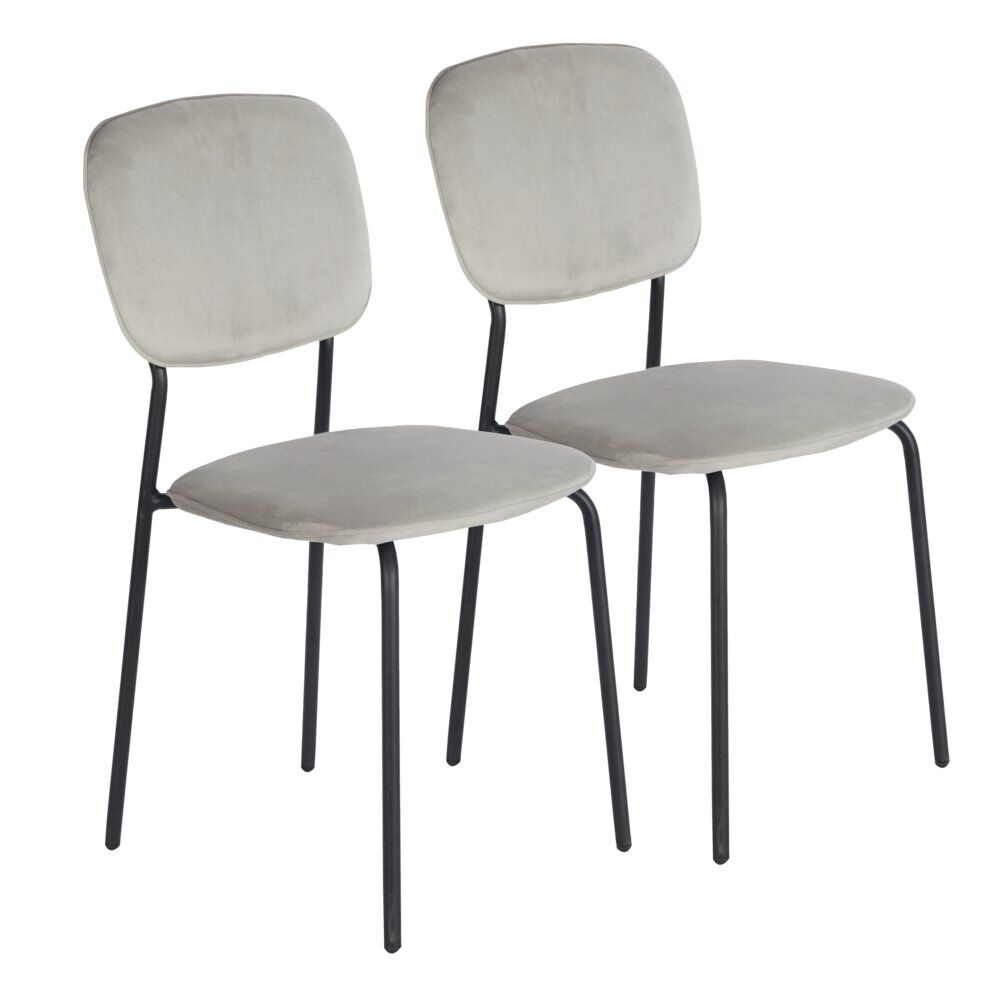 Chaise velours Morgane gris 49x45xH86cm x2