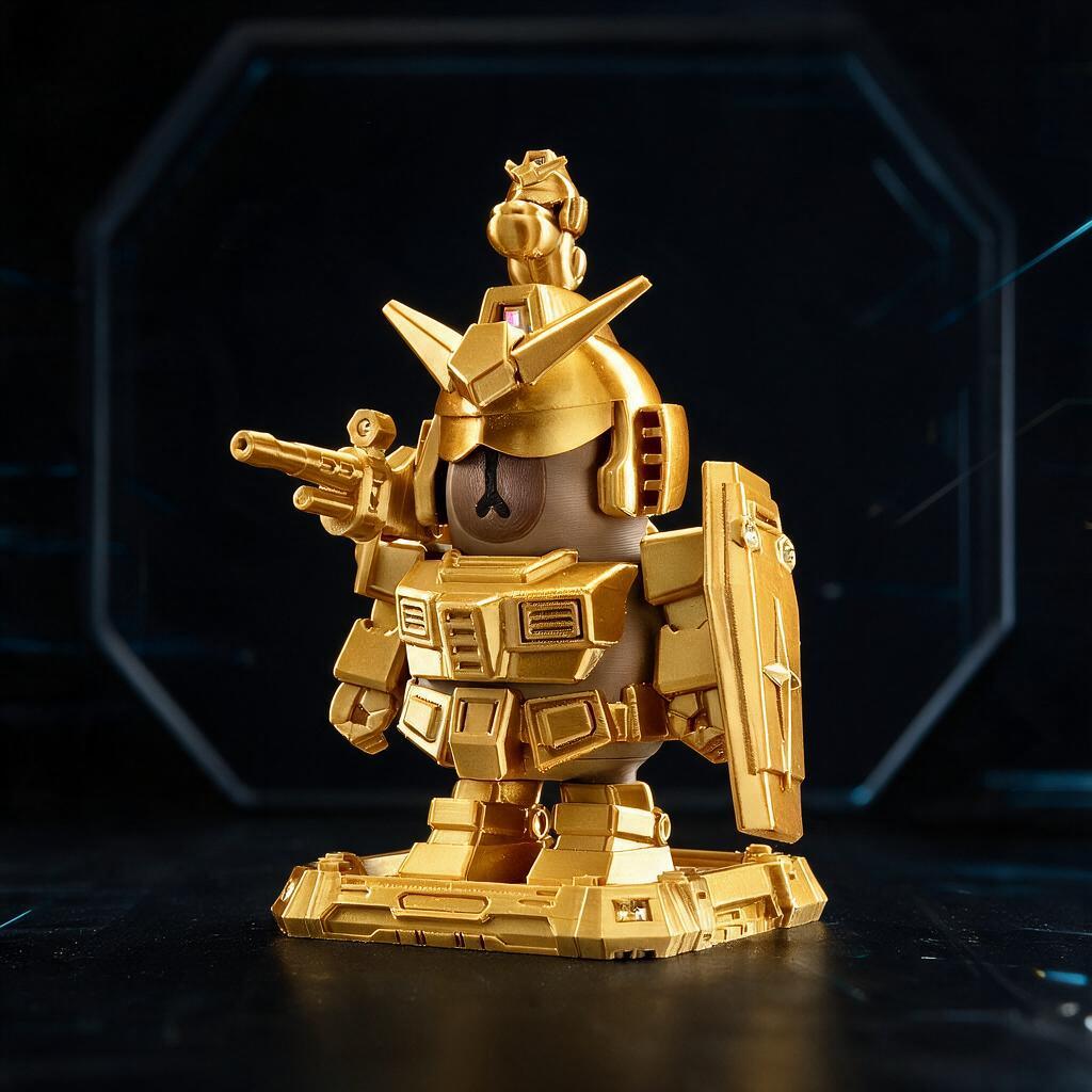 Magnetic Armor Suit, Golden Mecha Robot Figure, Cute Anime Mobile Suit Figurine, Custom Assembly Desk Decor Gift