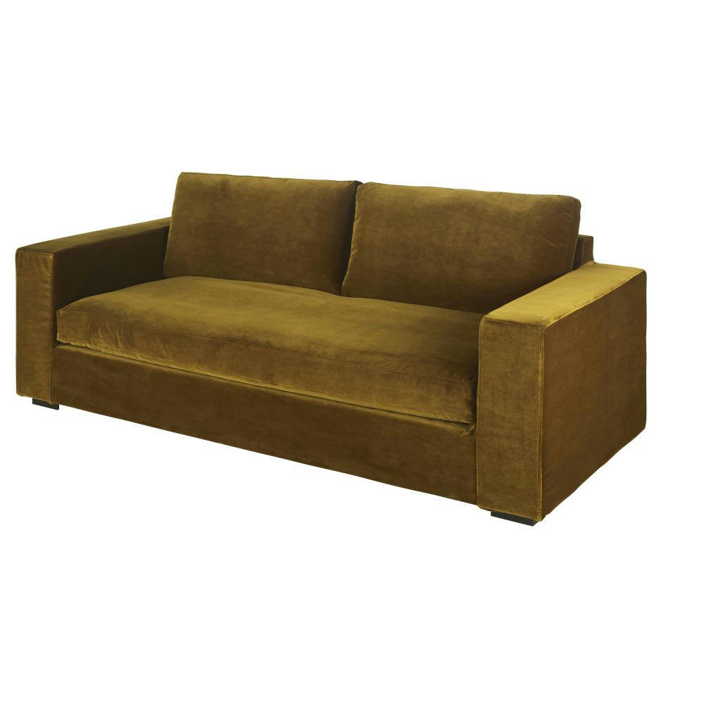 Jekill - Canapé 3/4 places en velours coloris bronze