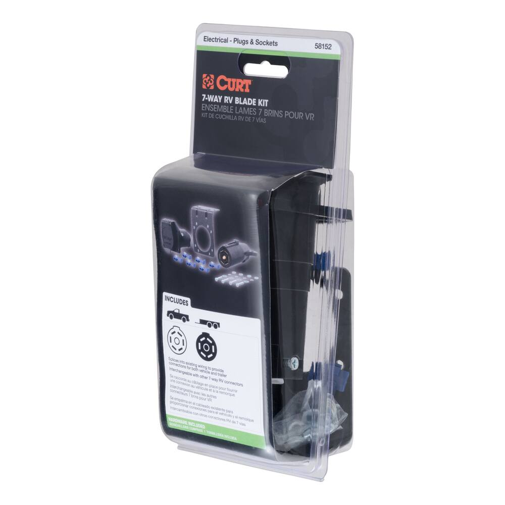 CURT 7-Way Blade Connector Plug & Socket with Hardware (Packaged)