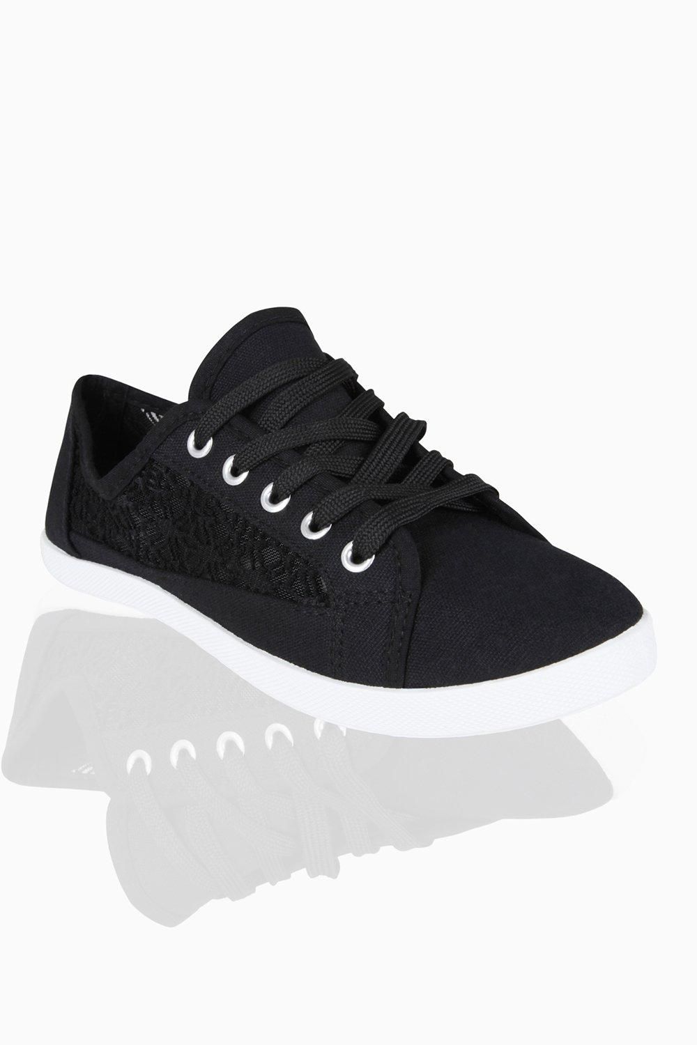 KRISP Crochet & Mesh Plimsoll Trainers