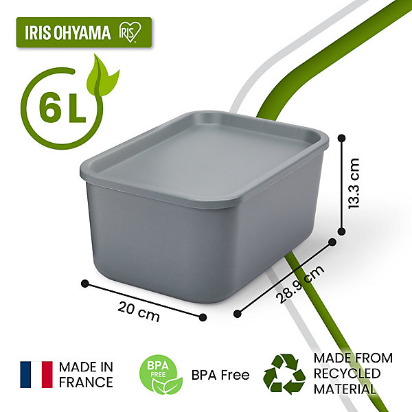 Iris Ohyama, Boites de Rangement dressing plastique, 6L, Lot de 3, Gris, SNL-S