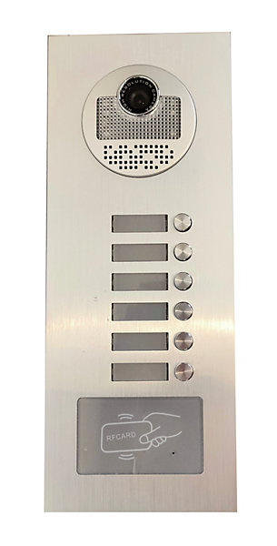 Interphone vidéo couleur pour 6 logements / appartements avec lecteur RFID