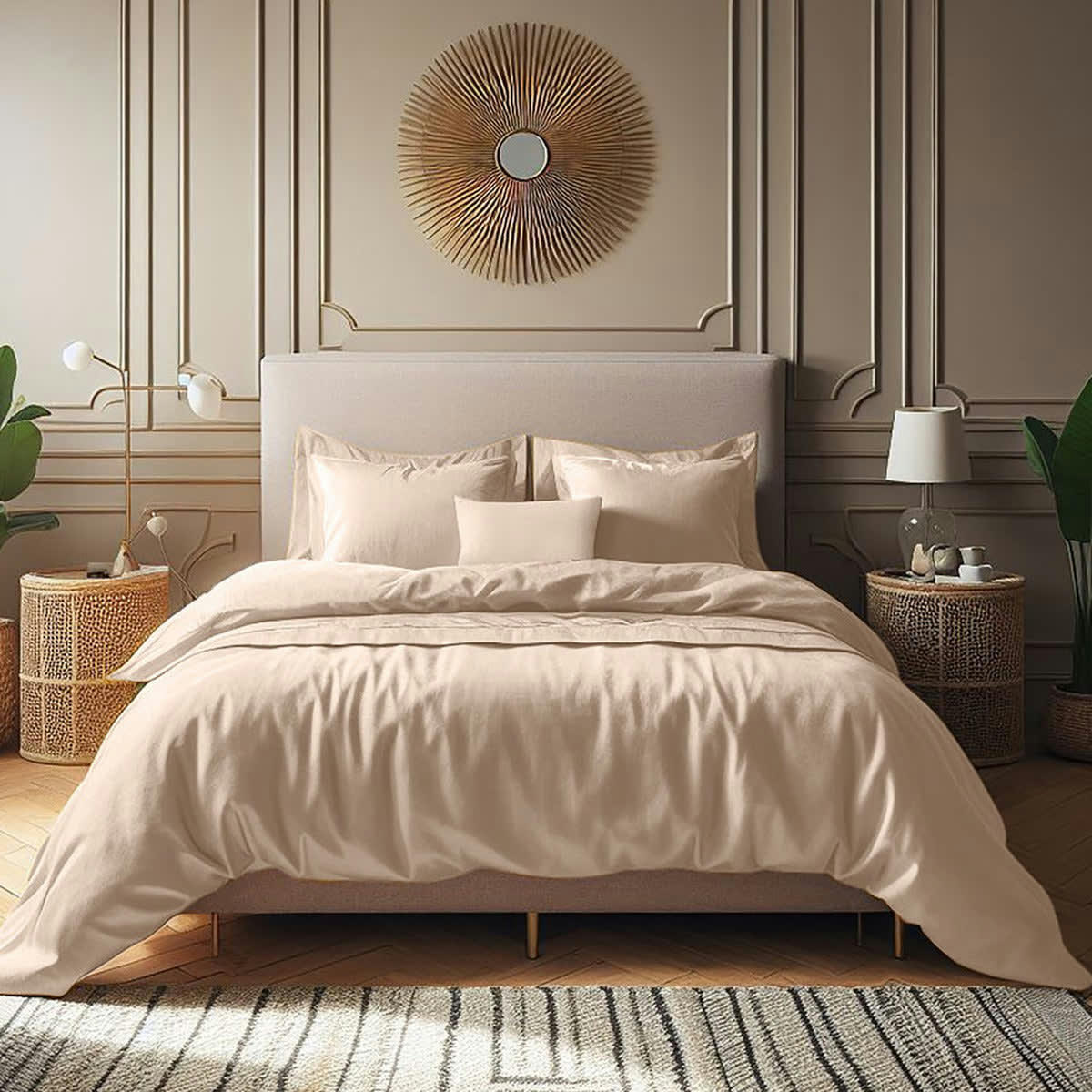 JULIA - Housse de couette satin de coton  260x240 rose poudré