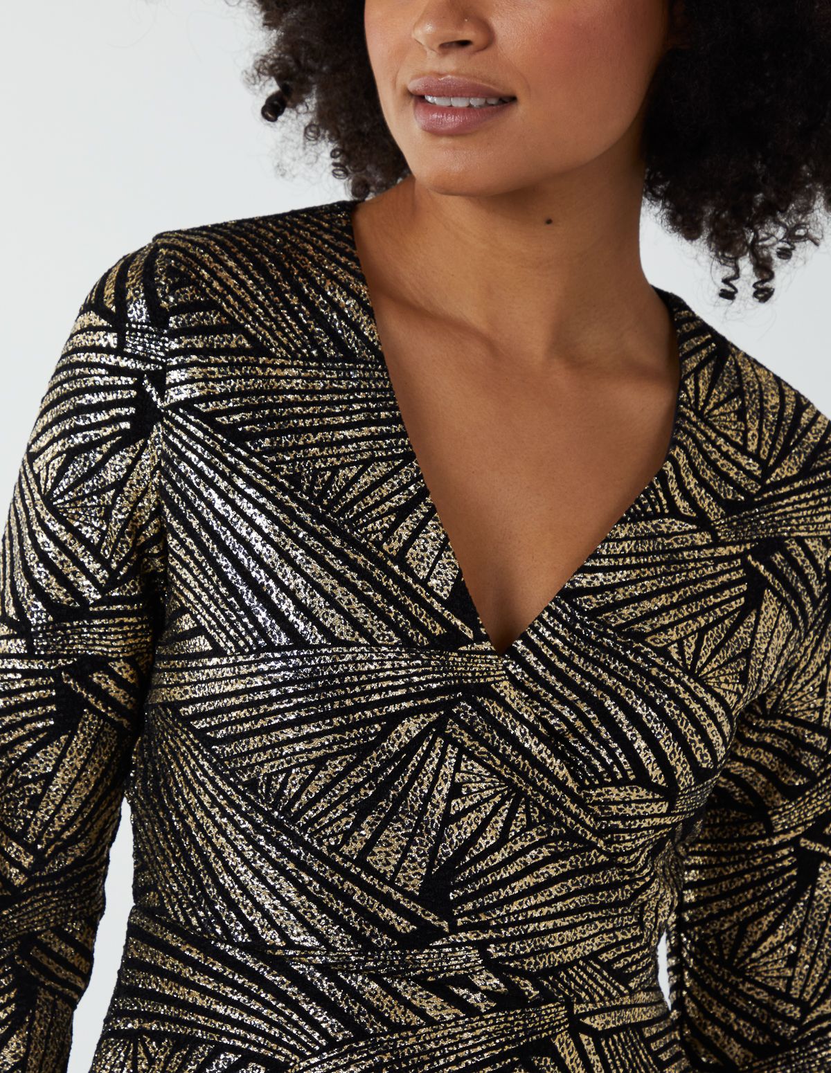 Blue Vanilla Asymmetric Metallic Animal Foil Wrap Dress