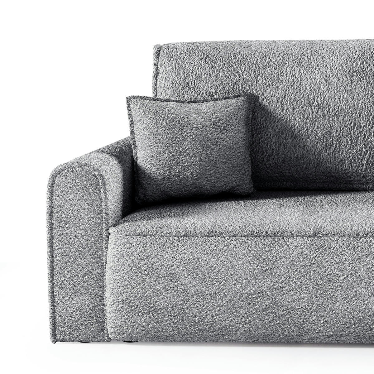 - Canapé convertible 3 places coffre bouclé gris