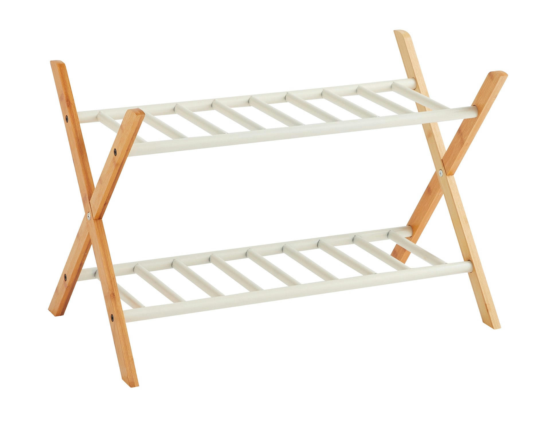 - Range-chaussures en bambou beige 66x35,5x42cm