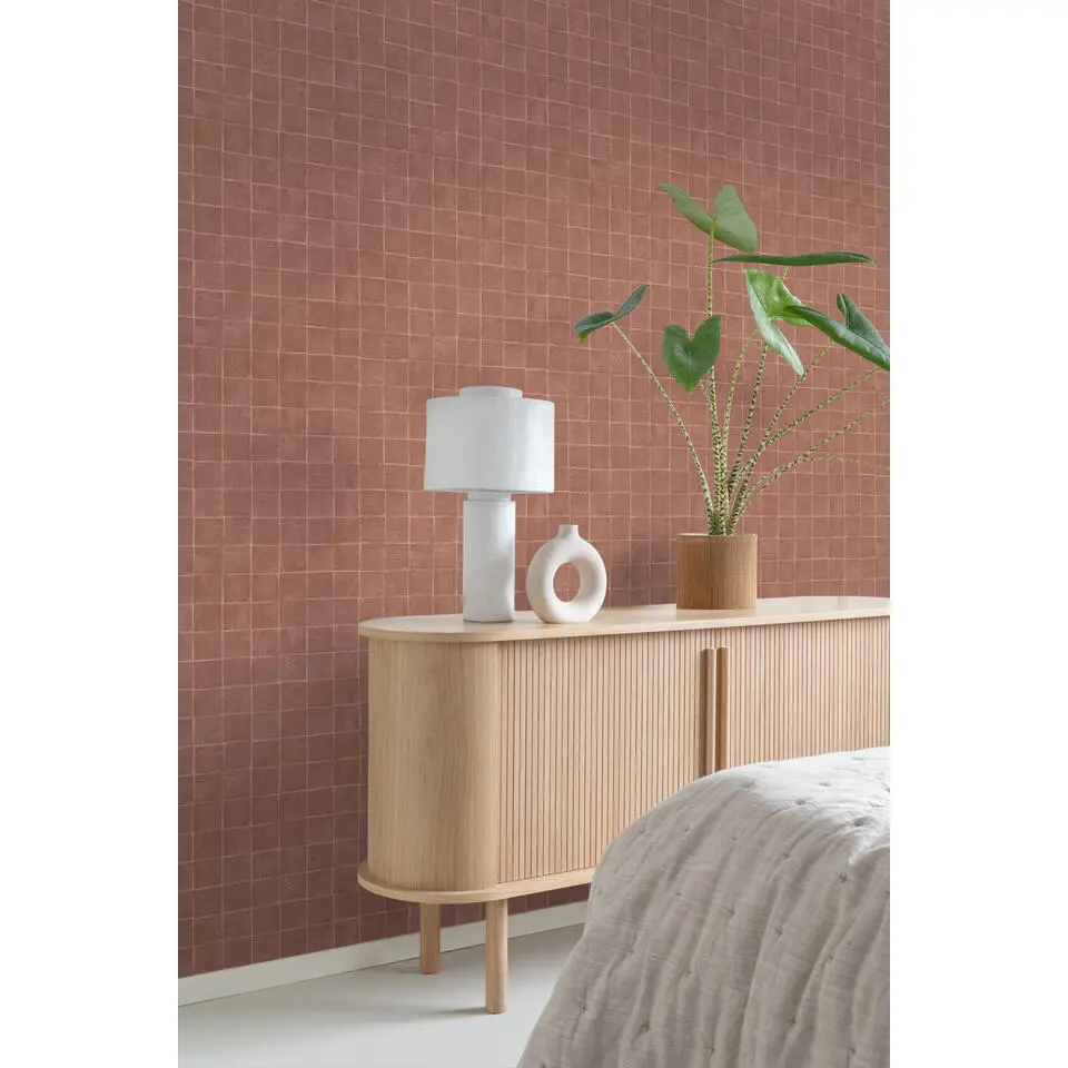Origin Wallcoverings behang tegelmotief bruin - 50 x 900 cm