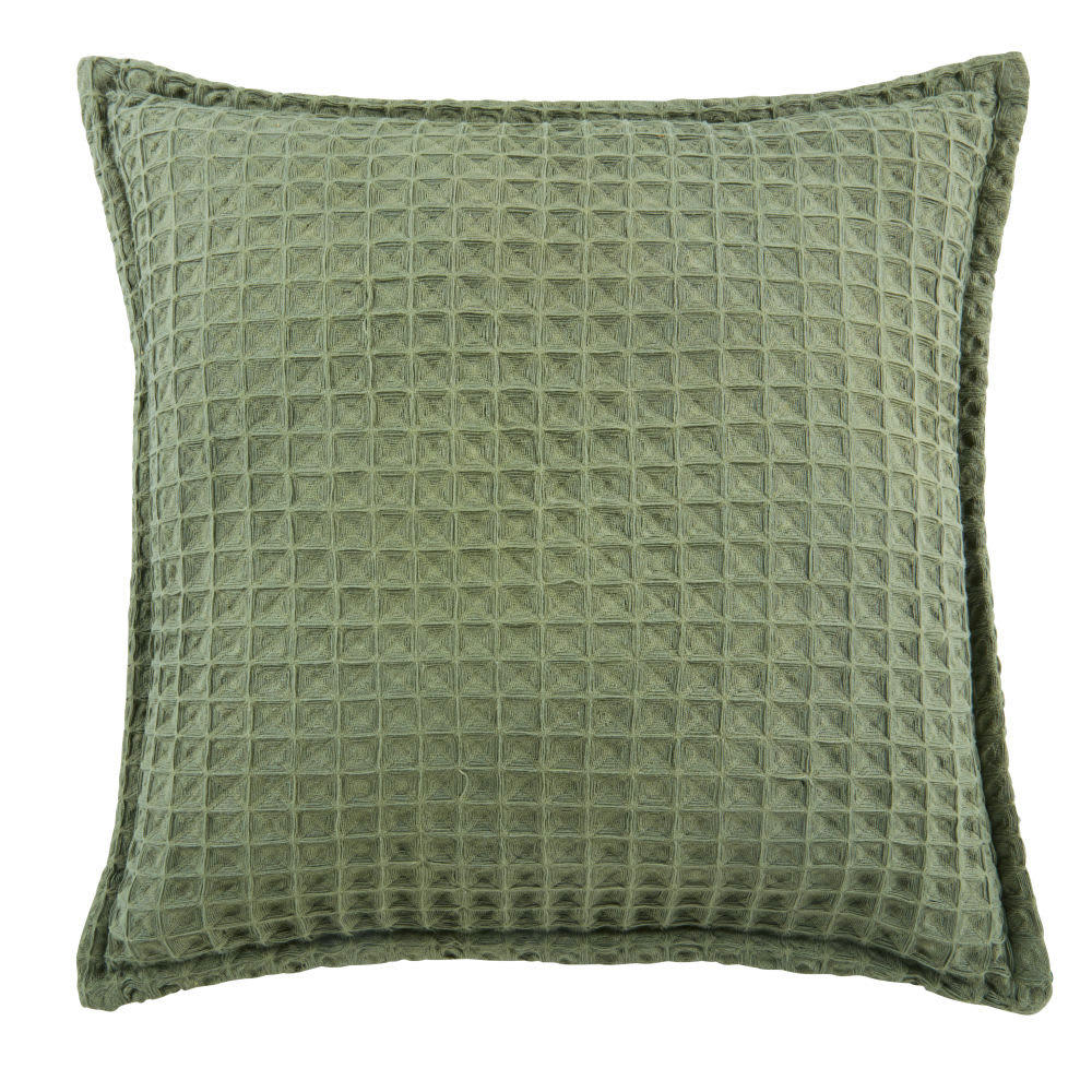 BORDEN - Coussin en coton nid d'abeille vert forêt 50x50