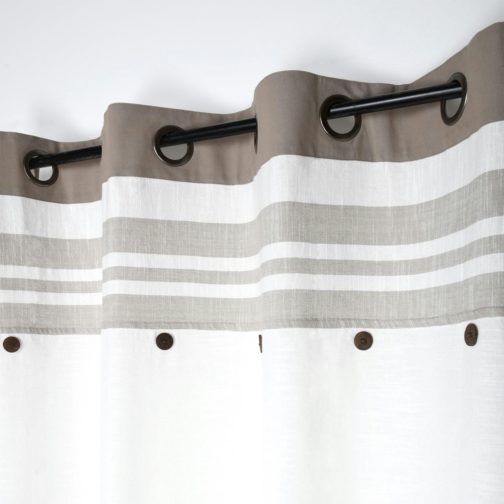 - Rideau tamisant esprit tapissier coton naturel 140x260 cm