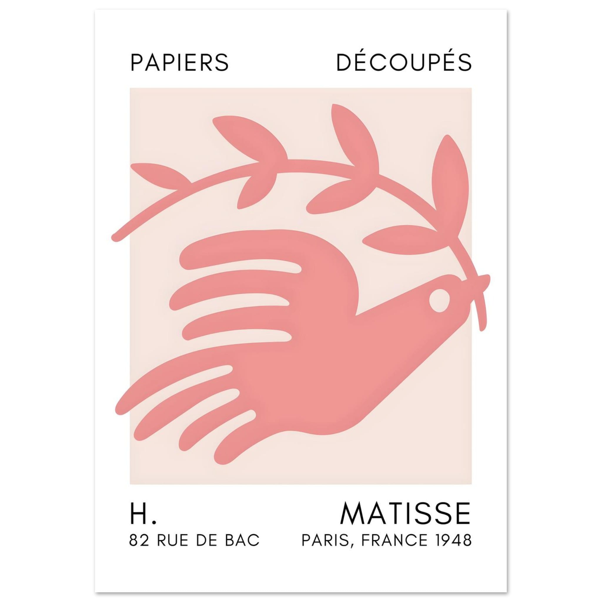 Artfulprints Poster Matisse - Peace dove taupe  - A4 21x29.7 cm - Taupe