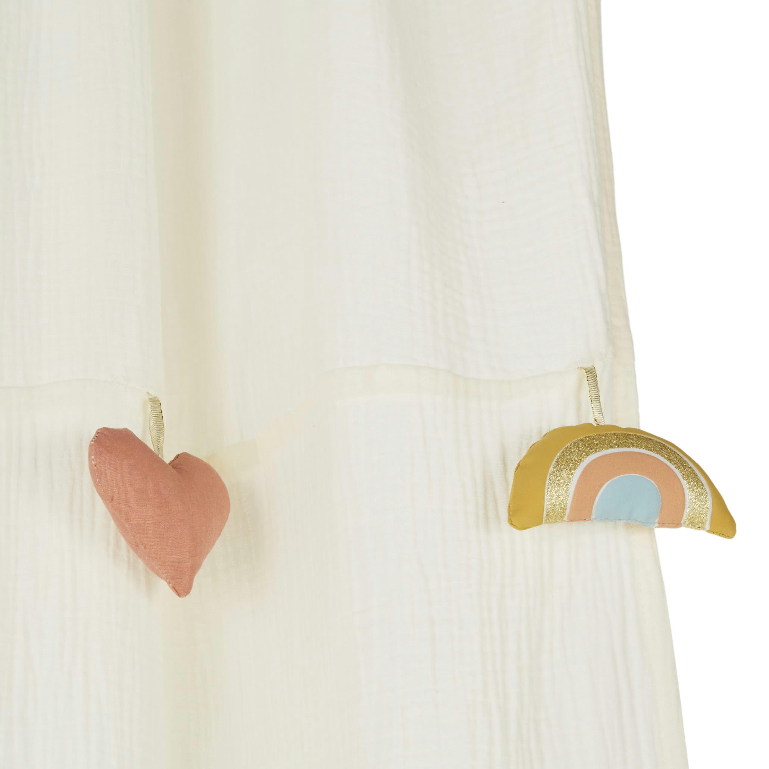 BRISBANE - Rideau à l'unité en gaze de coton avec éléments en volumes 110x250