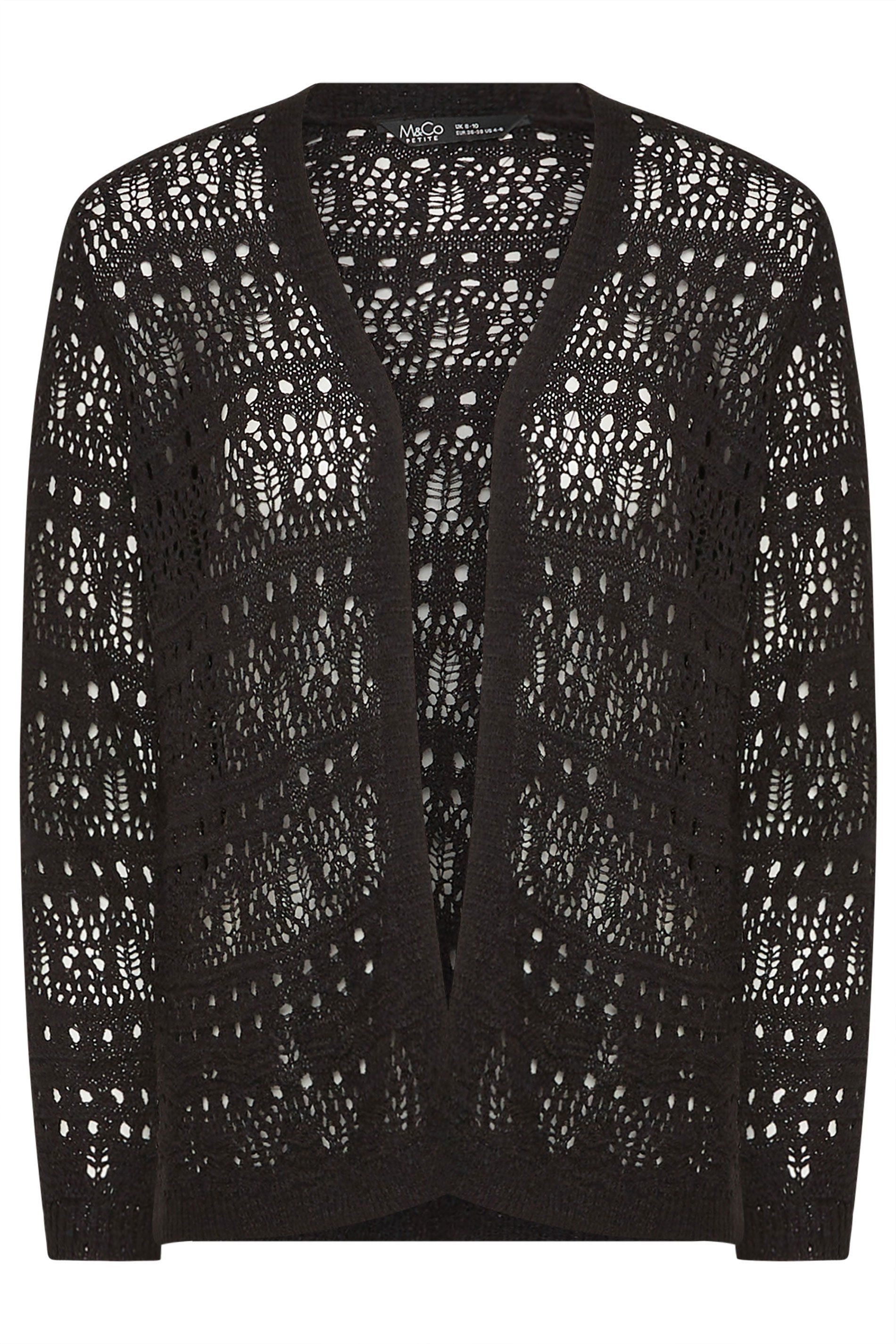 M&Co Petite Open Front Crochet Cardigan