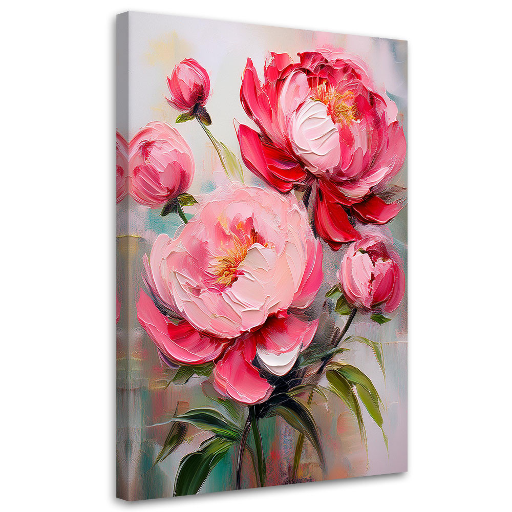 Feeby Obraz na płótnie, Piwonie Różowe Kwiaty Rośliny 40x60