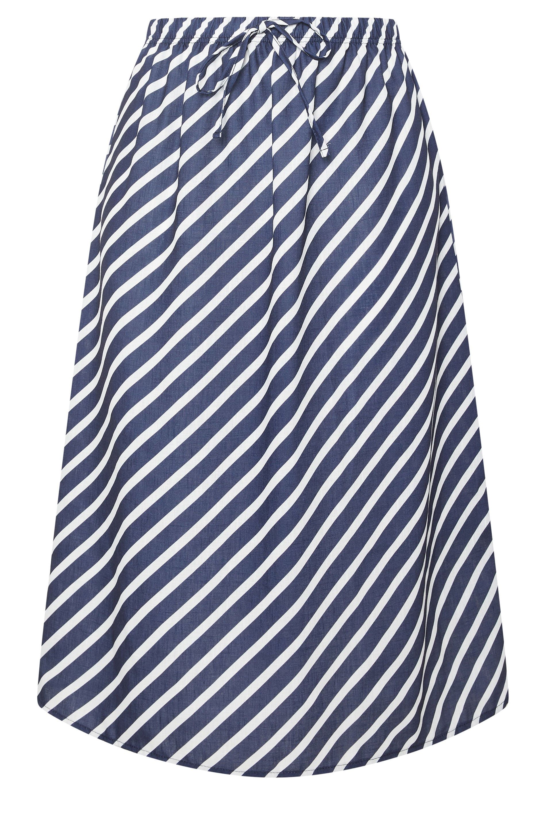 Yours Linen Look Stripe Skirt