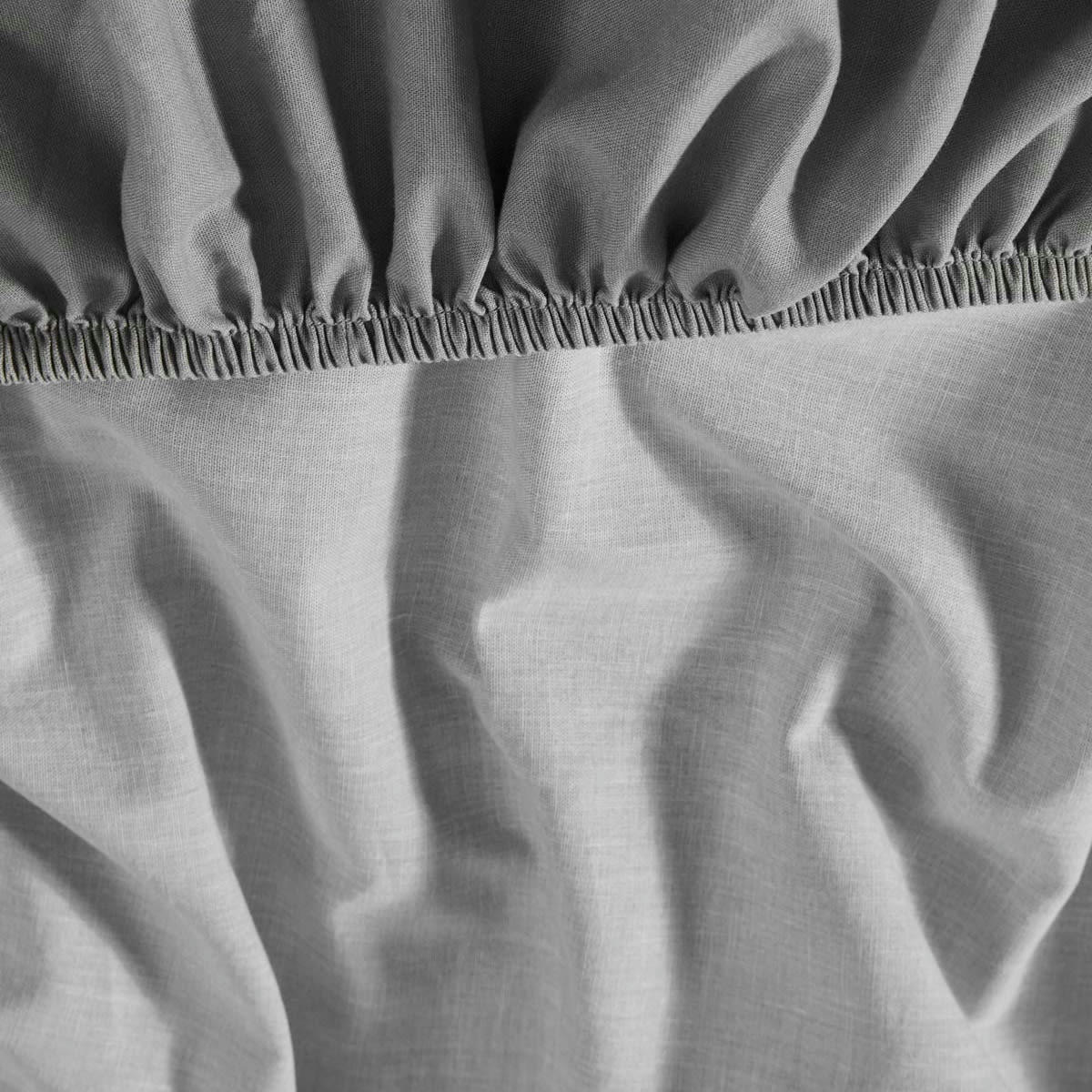 ORGANIKA - Drap housse en coton bio lavé Gris Perle 140x190 cm