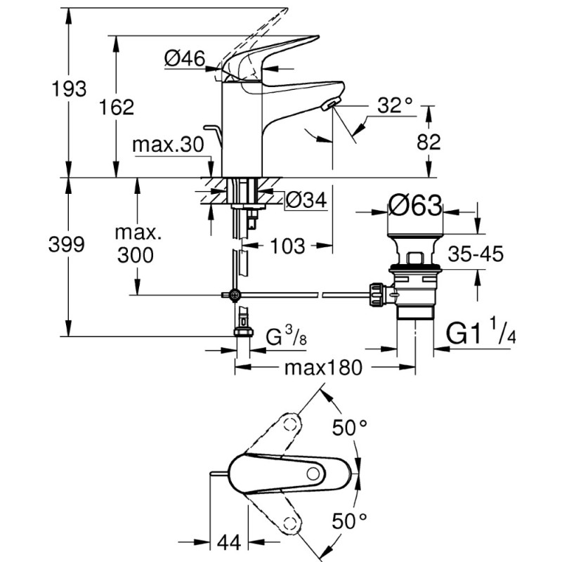 Mitigeur pour lavabo Swift S chrome GROHE