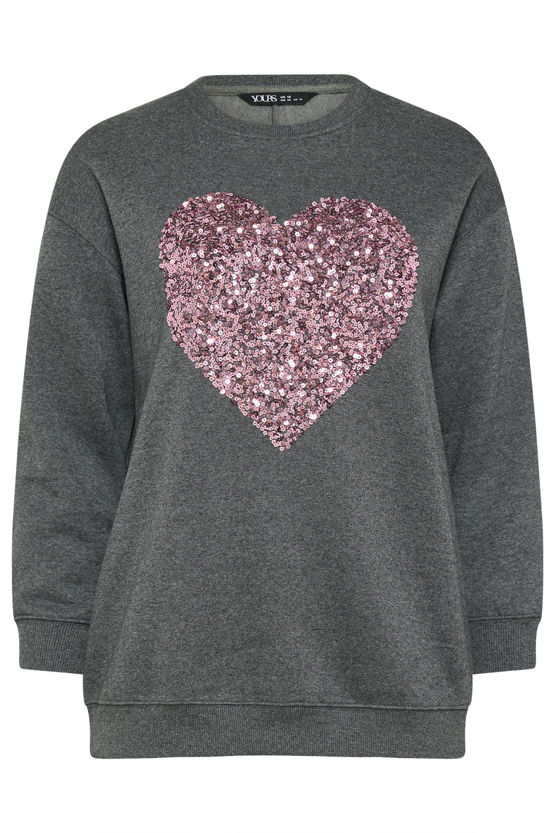 Yours Sequin Embellished Heart Sweatshirt