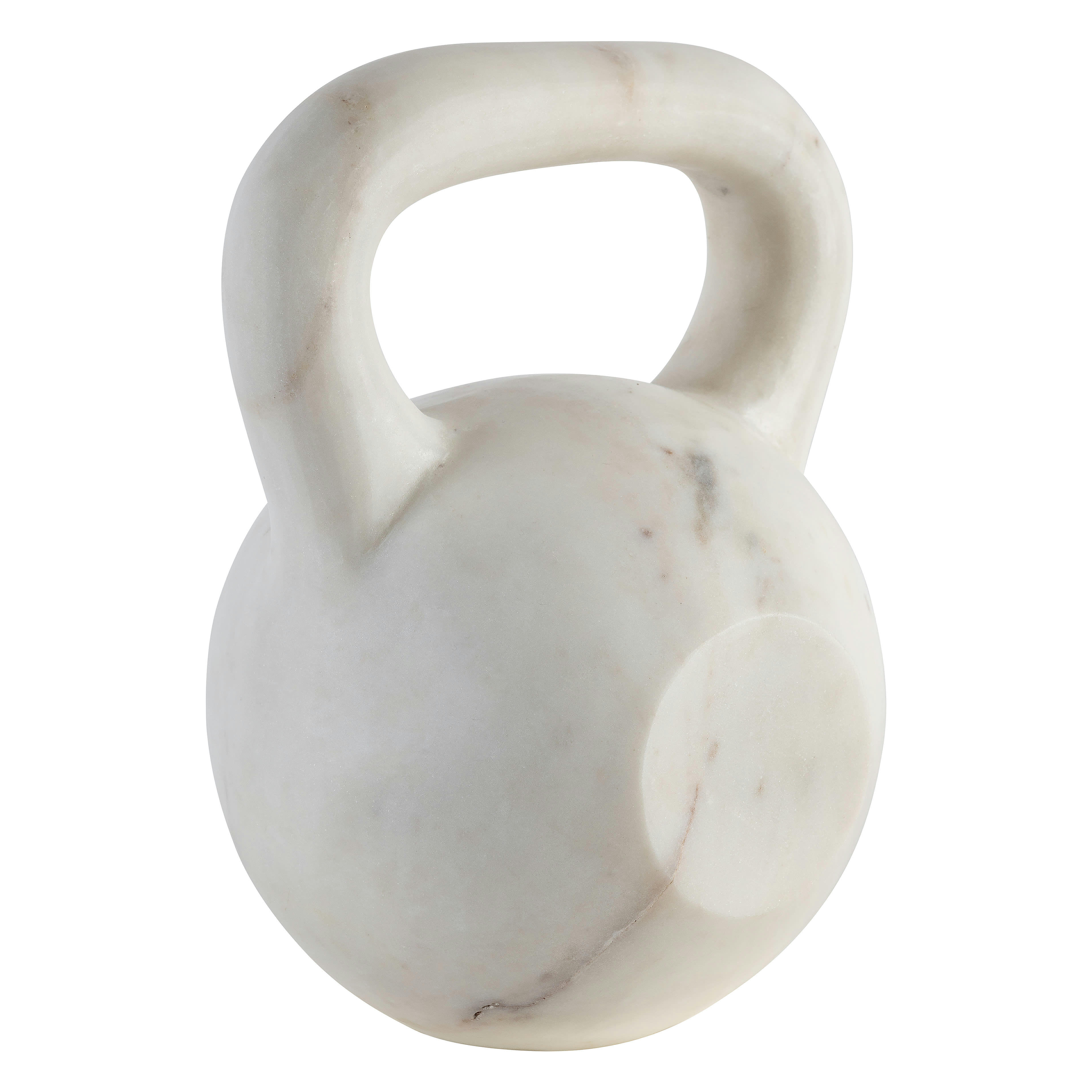 MARBLE - Objet déco en forme de kettlebell en marbre blanc