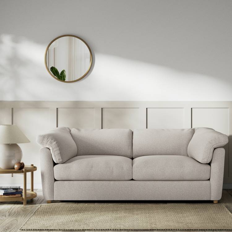 Habitat Wynn Fabric 3 Seater Sofa - Stone - Ash Leg