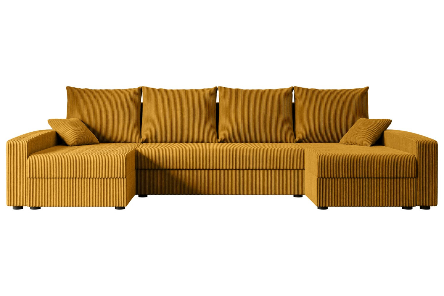Narożnik z funkcją spania i pojemnikiem ALESIA-U 301x140x90 cm Żółty