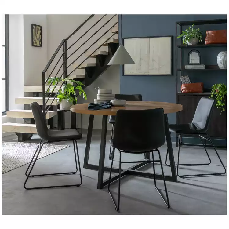 Habitat Nomad Brown Dining Table& 4 Black Chairs