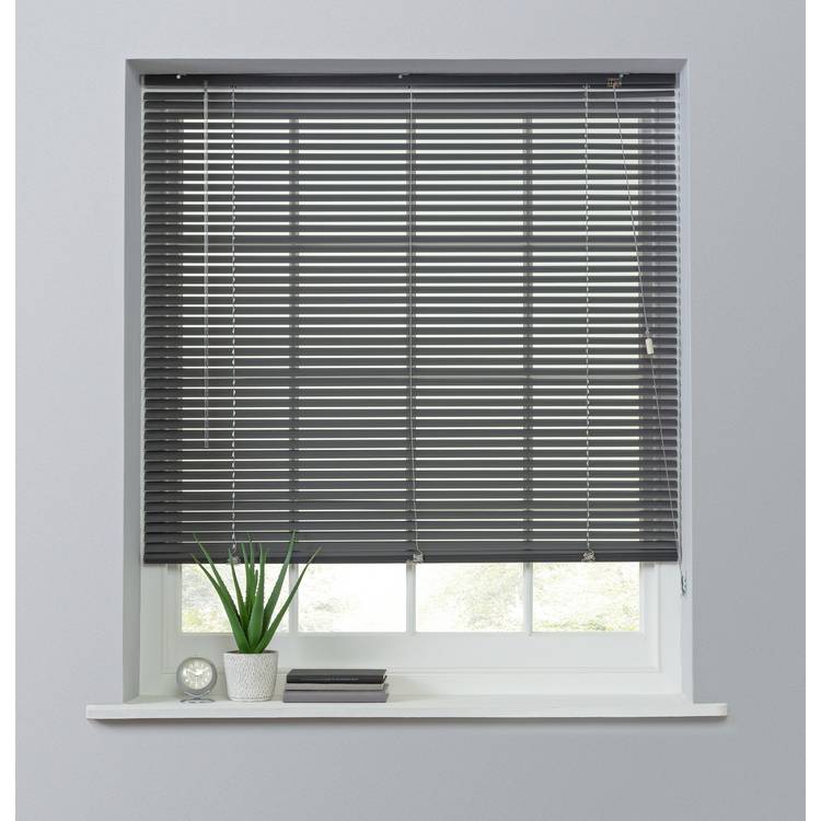 Habitat Aluminium Gun Metal Venetian Blind - 90cm