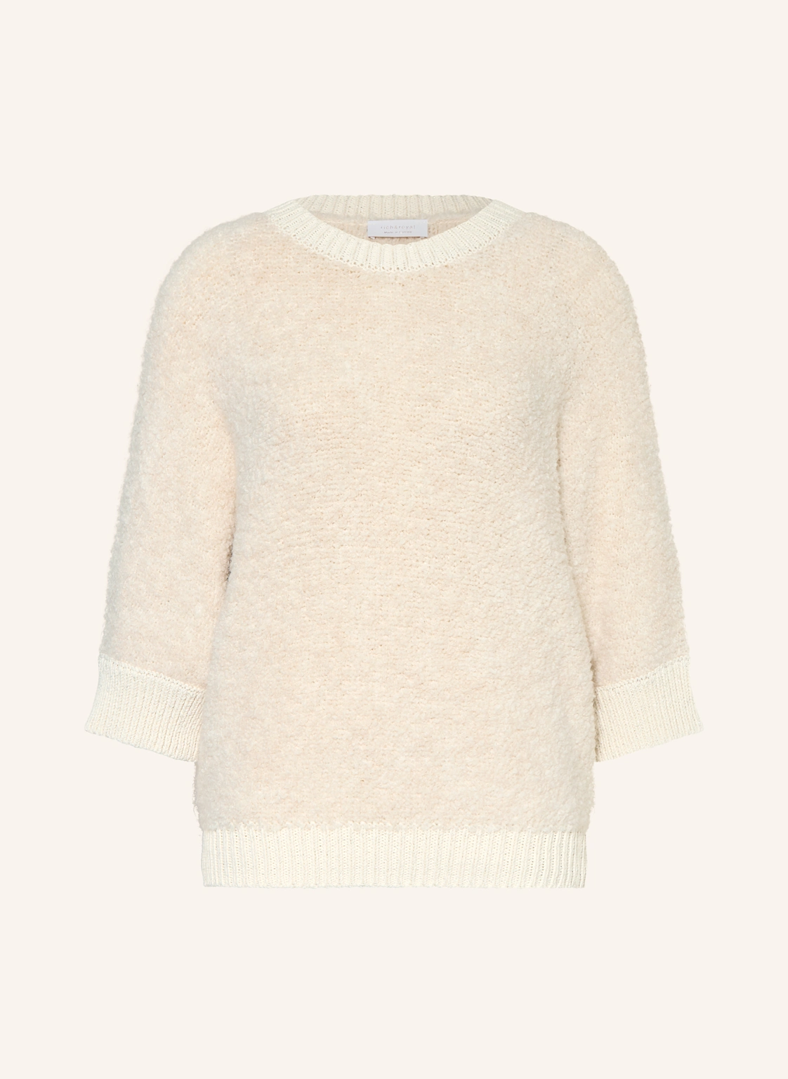 Rich & Royal Bouclé-Pullover mit 3/4-Arm und Glitzergarn