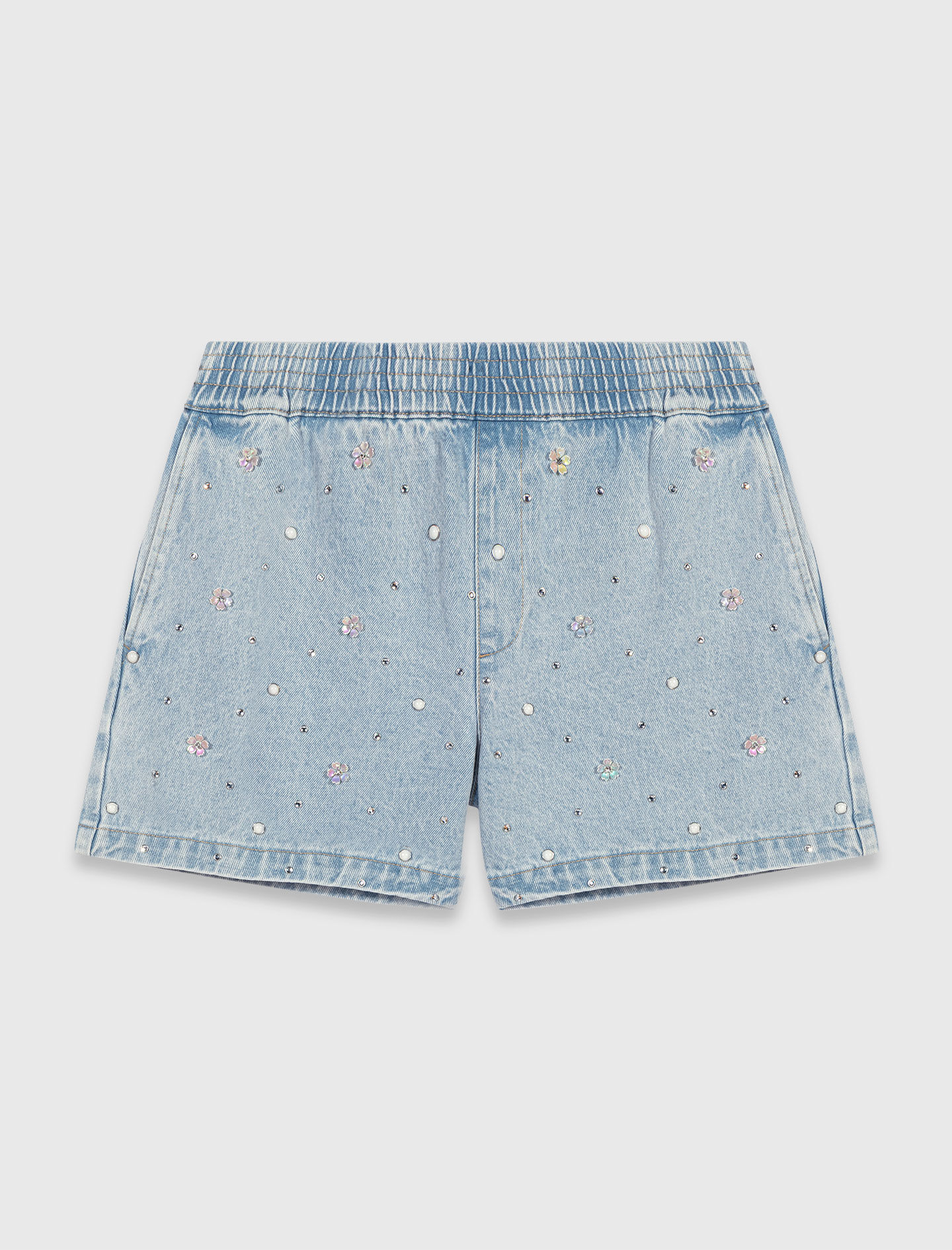 Short en denim avec fleurs