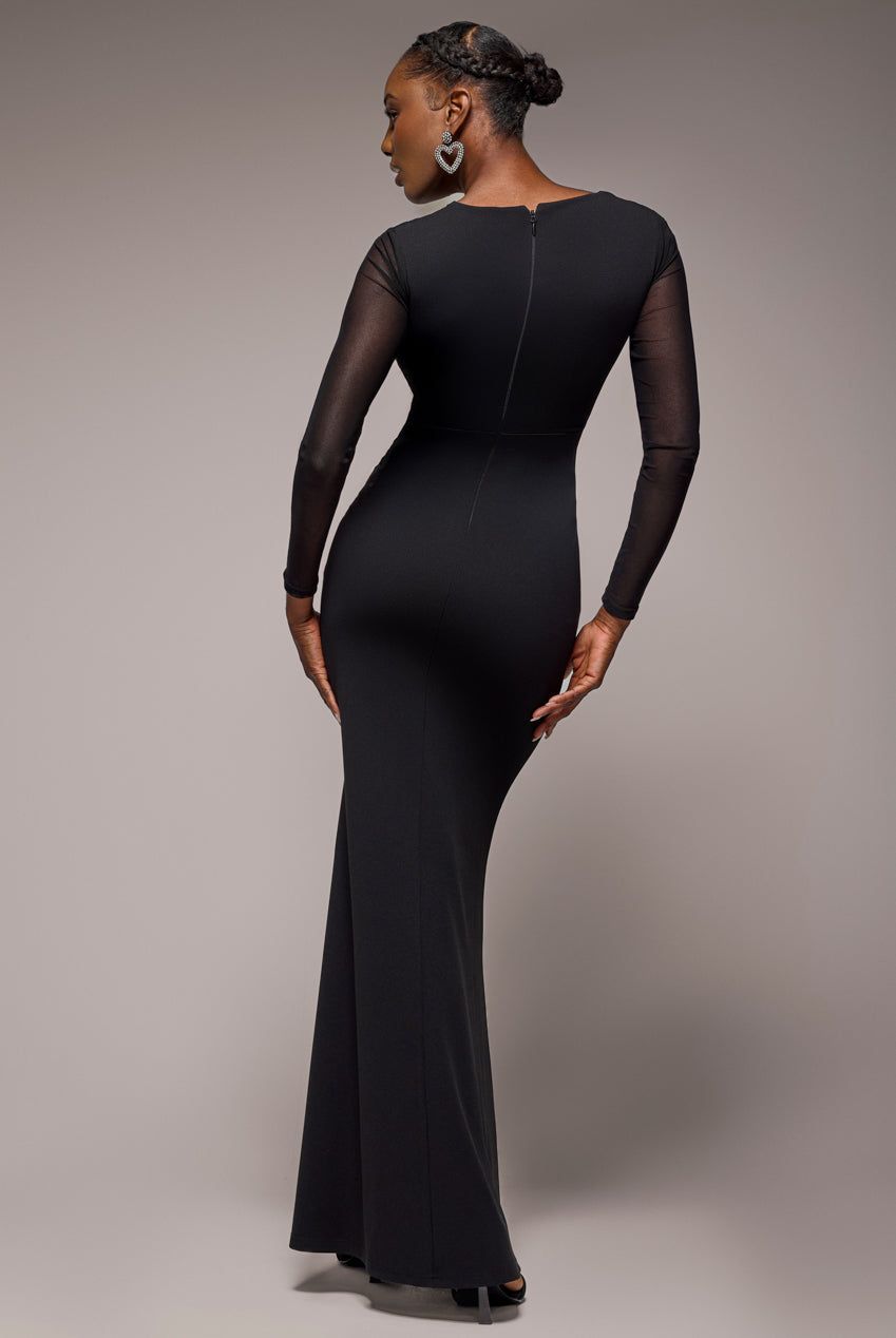Goddiva Front Crossover Lurex Split Maxi Dress