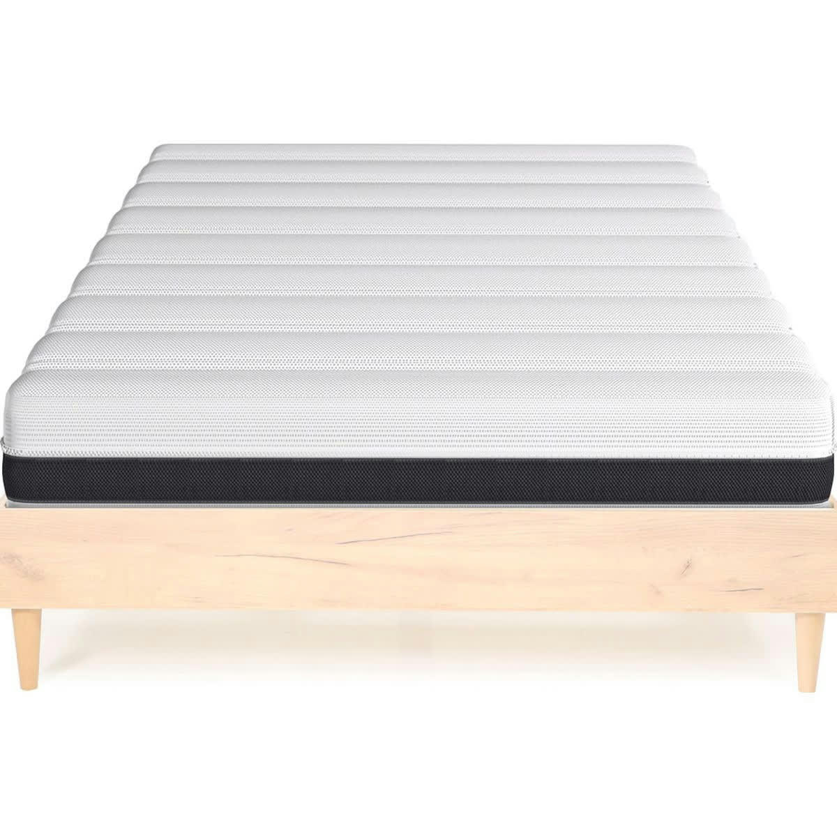 ENSEMBLE PACO - Ensemble lit effet chêne 140x190 + Matelas à ressorts ensachés 19cm