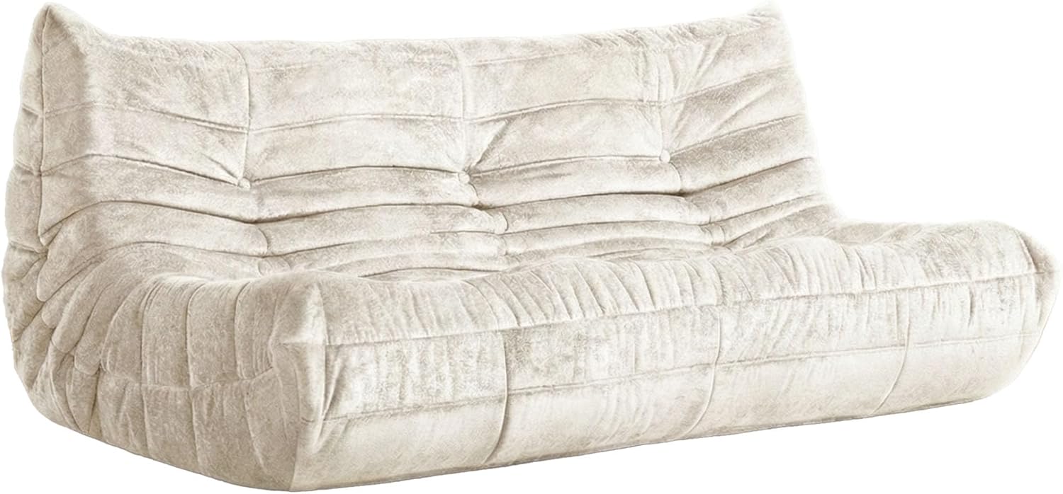 Bean Bag Chair, 3 Seater Fireside Chair, Giant Bean Bag Chairs for Adults, Lazy Large Floor Bean Bag Sofa for Living Room, Bedroom, Dorm, Office(Beige)