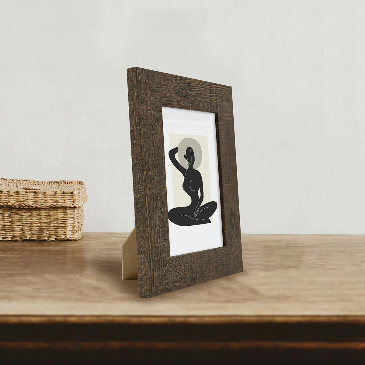 FAUVE - Cadre photo effet bois 10x15 cm résine recyclée