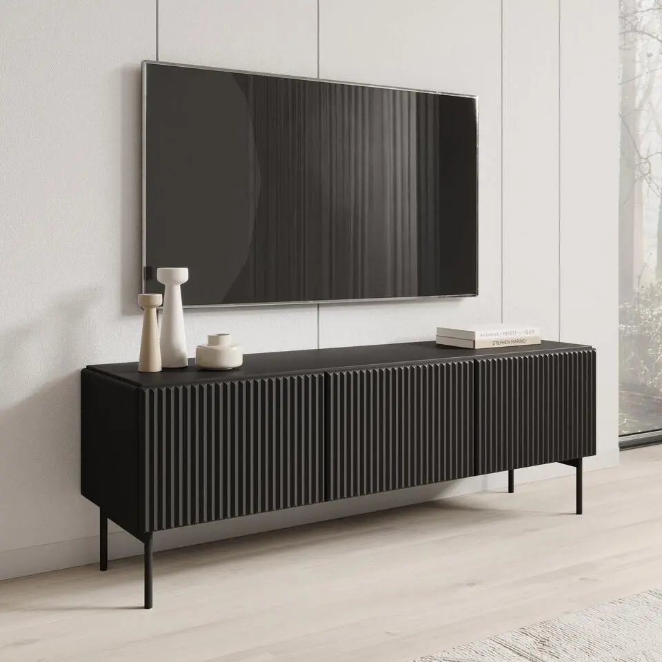 Meubella - Marajo - TV-Meubel - Zwart - 147 cm