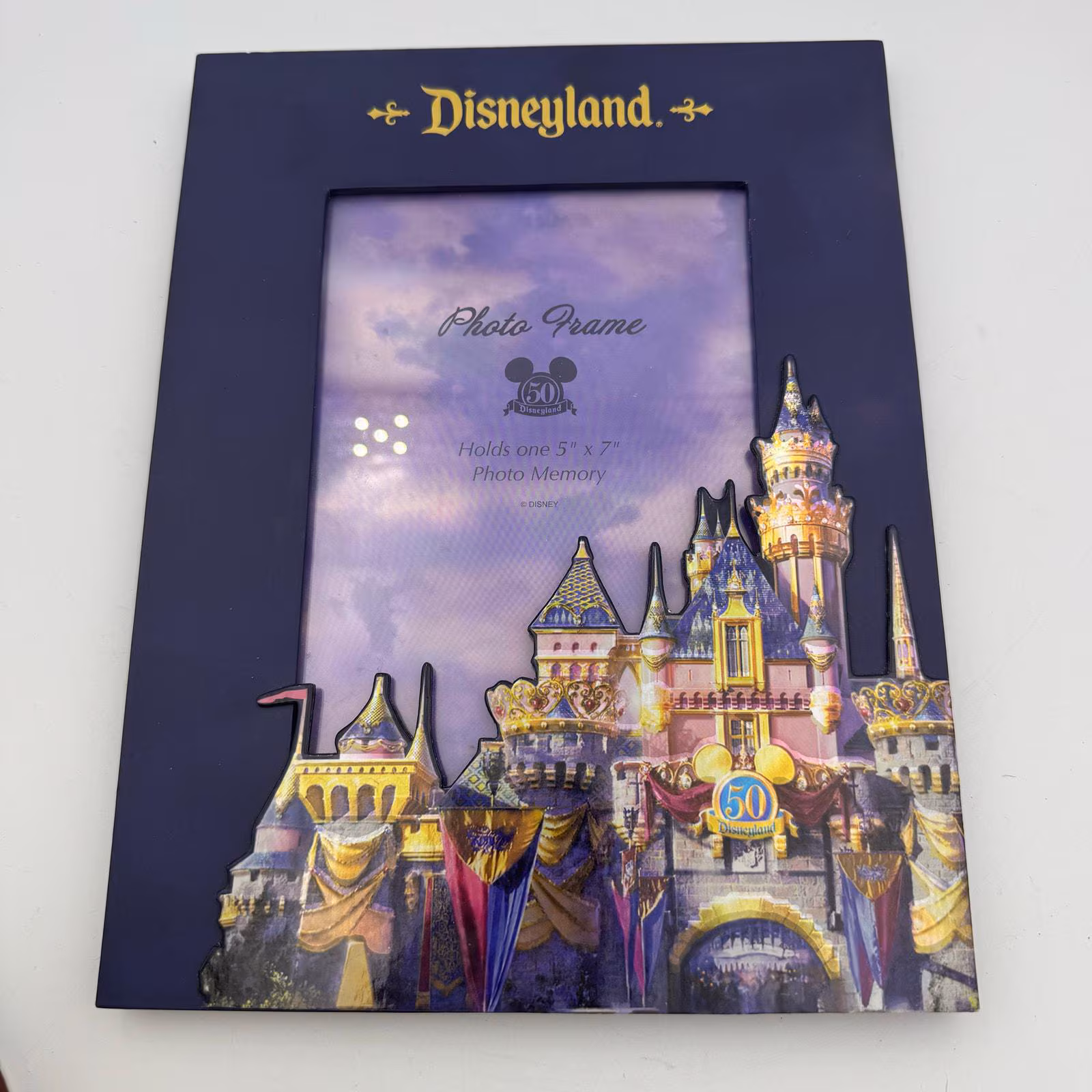 Disneyland 50th Anniversary Sleeping Beauty Castle Photo Frame 5x7 2005 Vintage