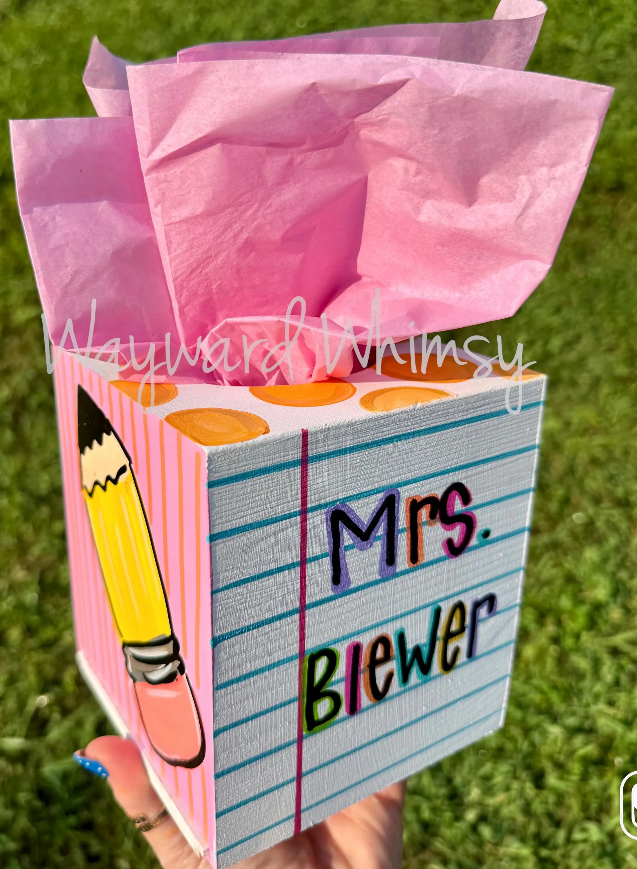 Wooden tissue Box holder - Storage box- hand painted- tester- sample listing- discounted pricing