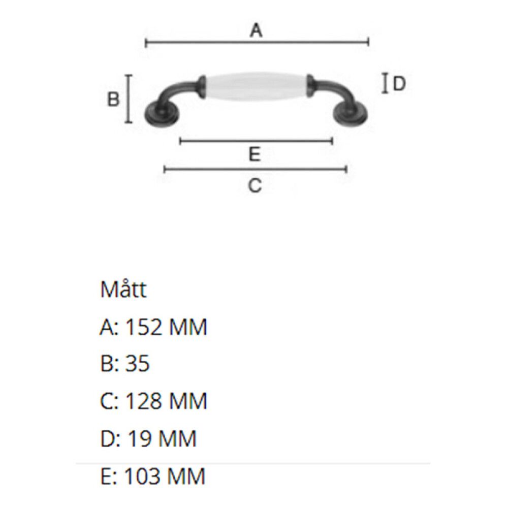SKUFFEHÅNDTAK BESLAGSBODEN BB6291 128MM SVART/HVIT