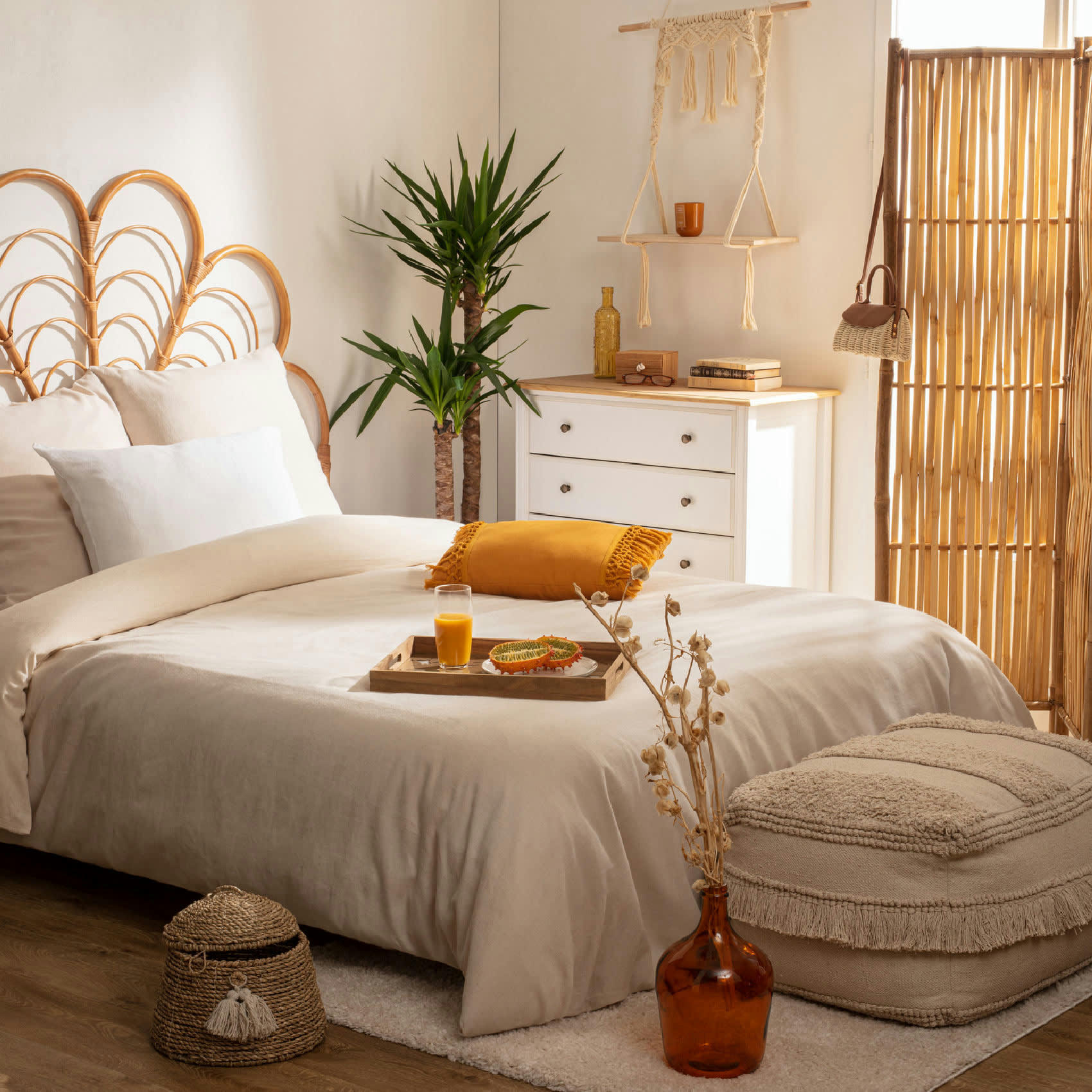 - Parure de lit en lin et coton coton/lin ivoire 240x220 cm