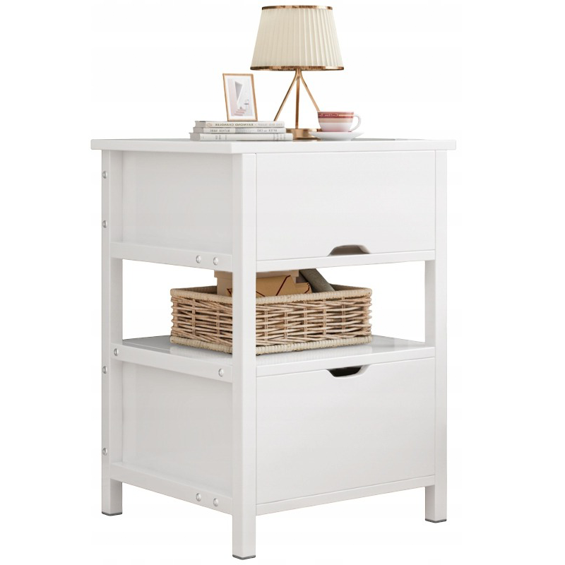 Biała szafka nocna praktyczna z 2 szufladami loft 45 cm