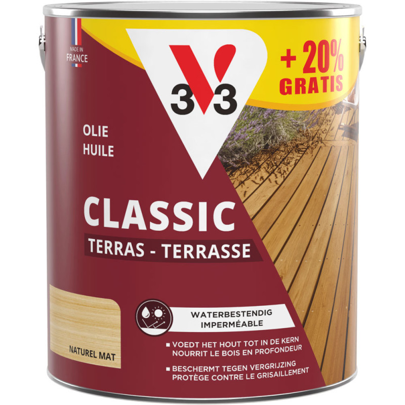 Huile Terrasse incolore mate 2,5   0,5 L gratuit V33