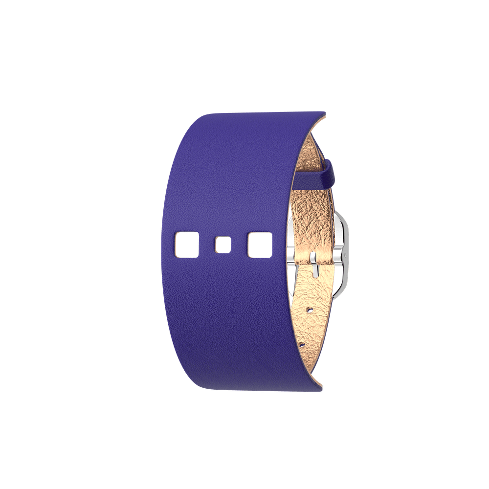 Bracelet Cuir Bleu Outremer / Rose Sirène, boucle dorée