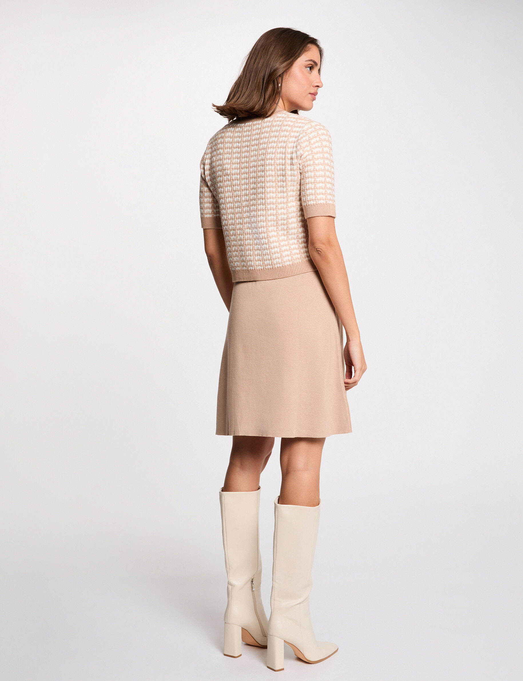 2-In-1 Knit Effect Dress Taupe Women