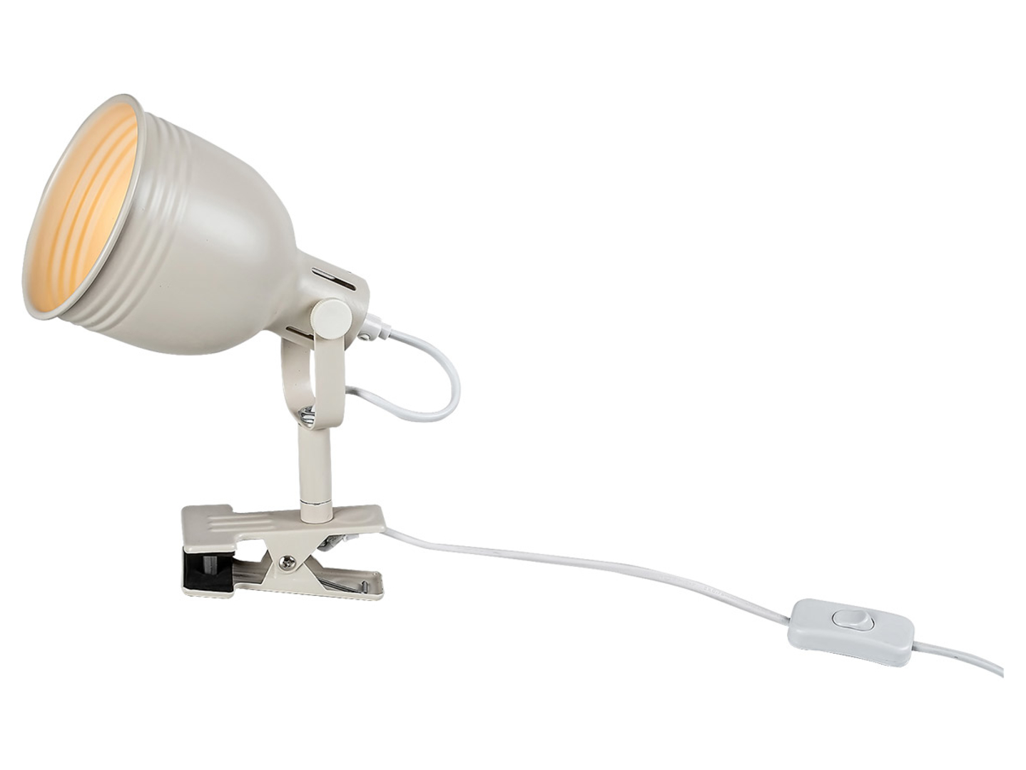 Lampka biurkowa klips Flint metalowa beżowa