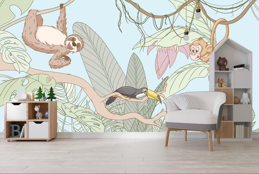 Feeby Fototapeta, Tropikalne zwierzęta w dżungli 150x105