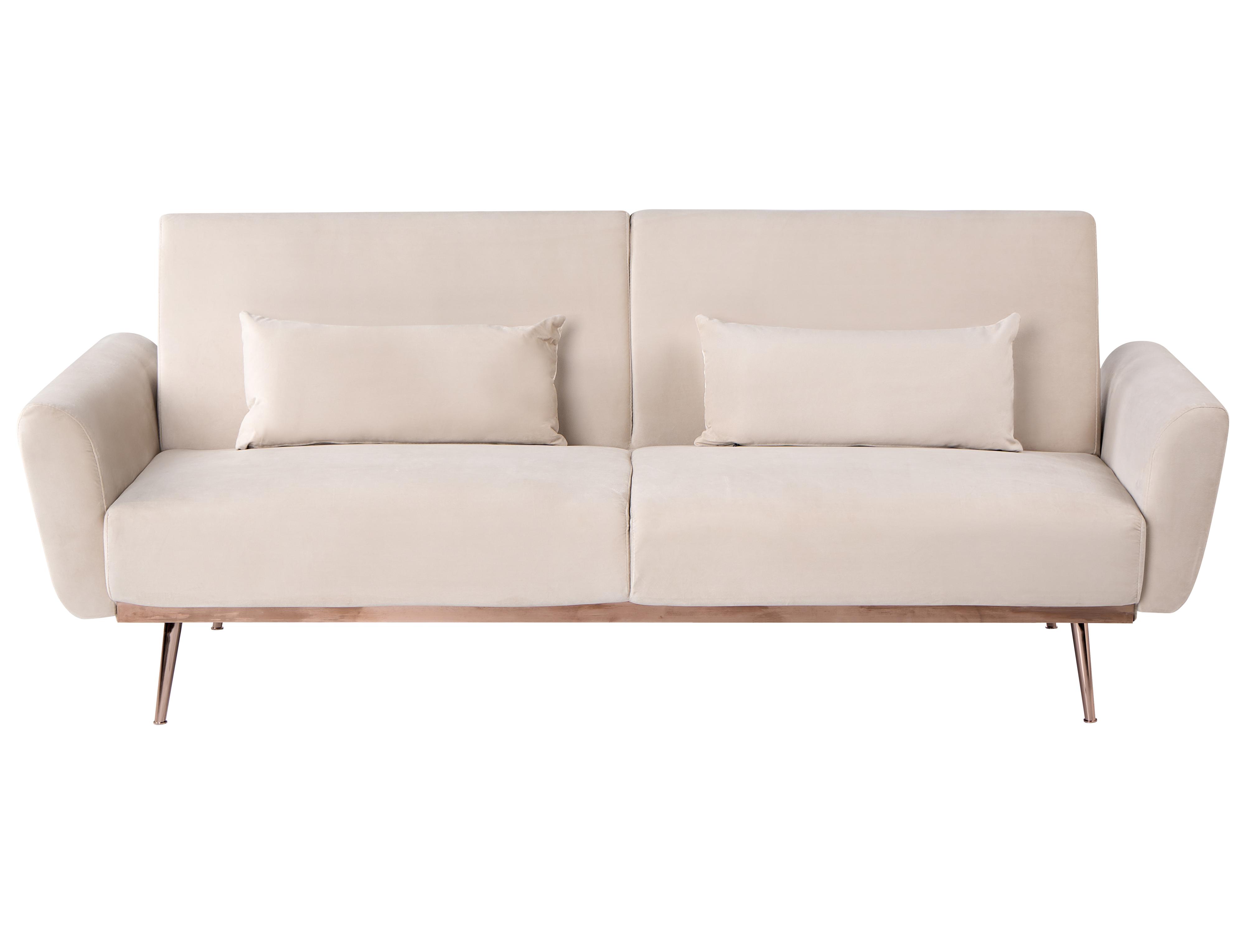 Sofa Bed 3 Seater EINA Velvet Light Beige