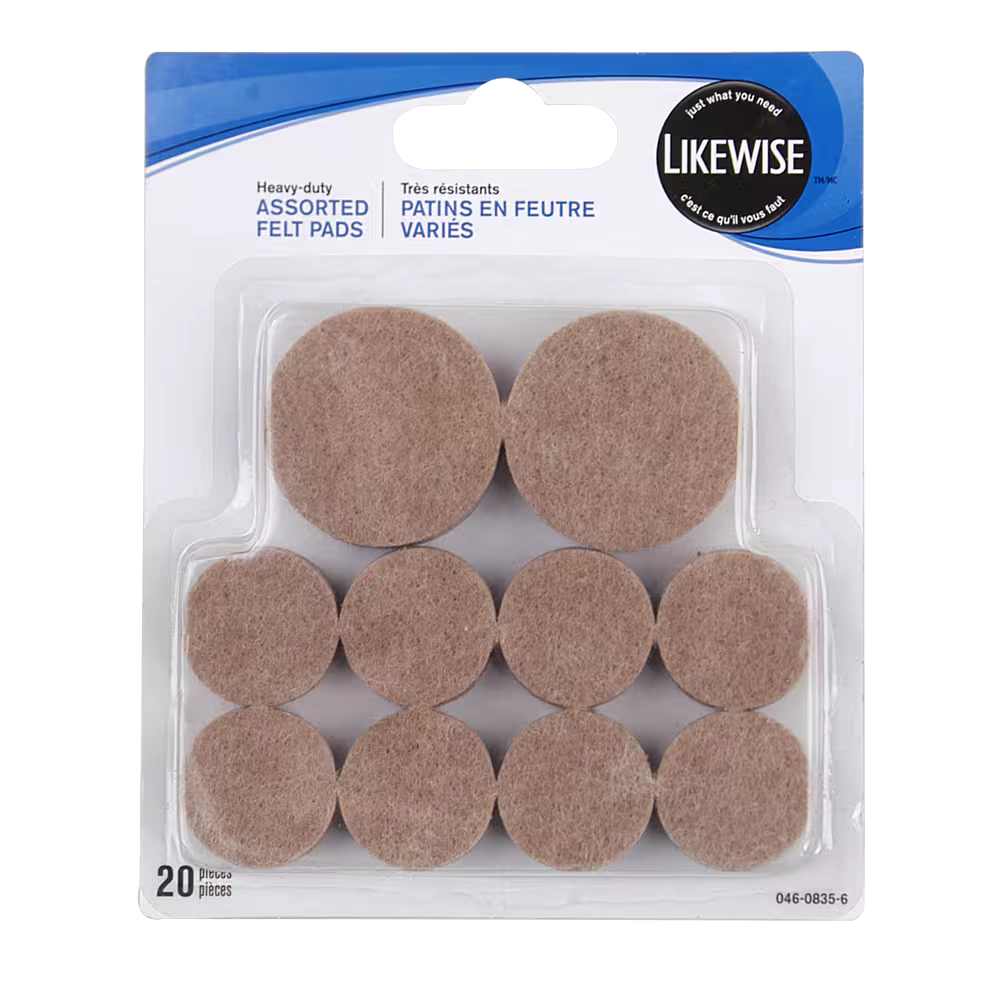 Heavy Duty Round Felt Pads, Assorted Sizes, Beige, 20-pc