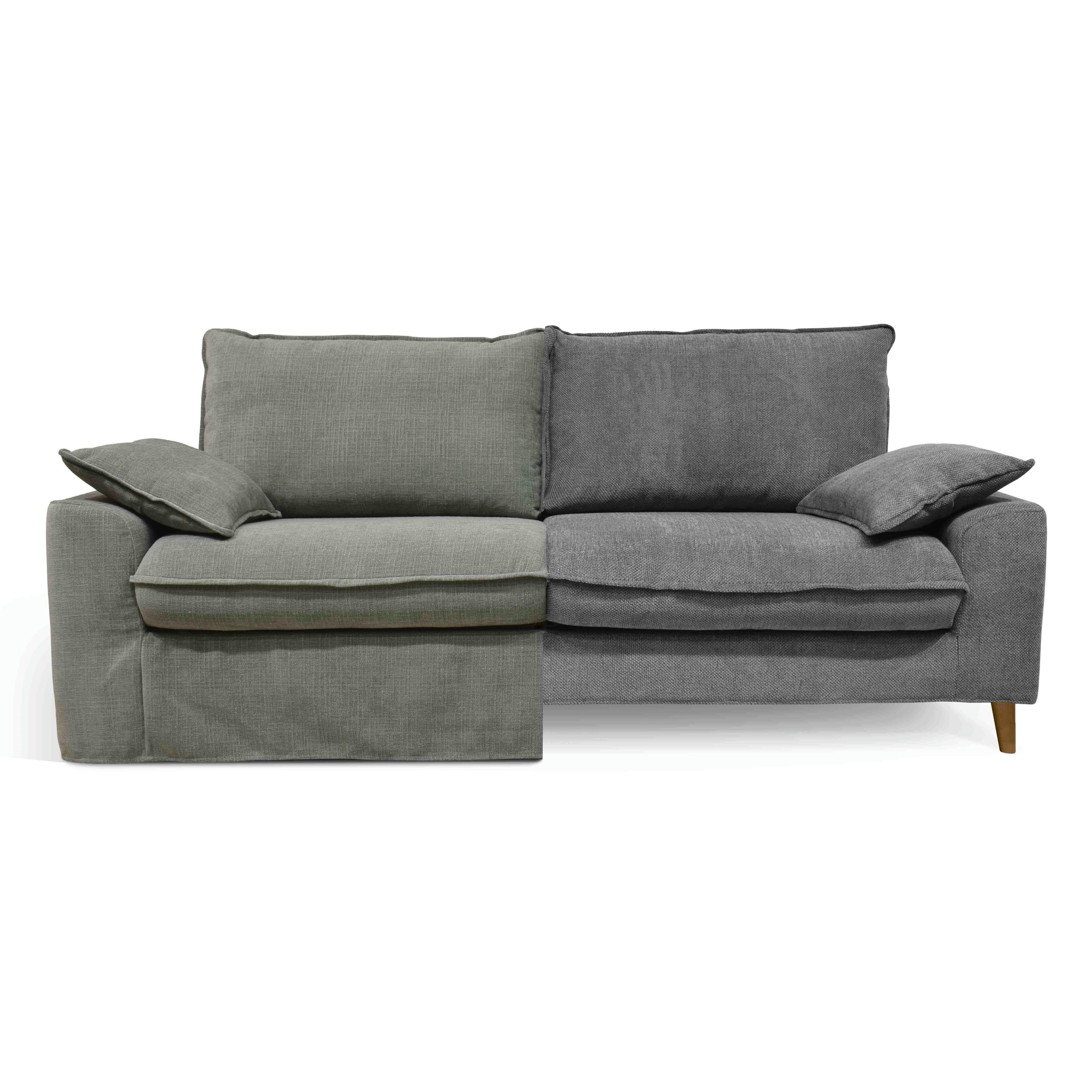 JAROD - Canapé tissu vert gris avec une housse supplémentaire tissu gris clair